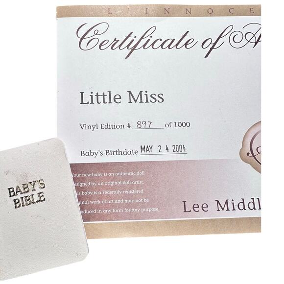 Lee Middleton Original Dolls Artist Studio #897/1000-2004 "Little Miss"-NEW - Picture 4 of 16
